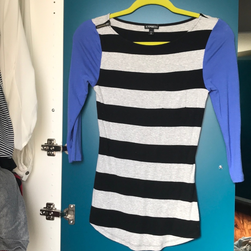 Express striped 3/4 sleeve tee